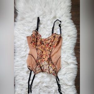 Adore me sheer mesh Floral Embroidered Corset Top